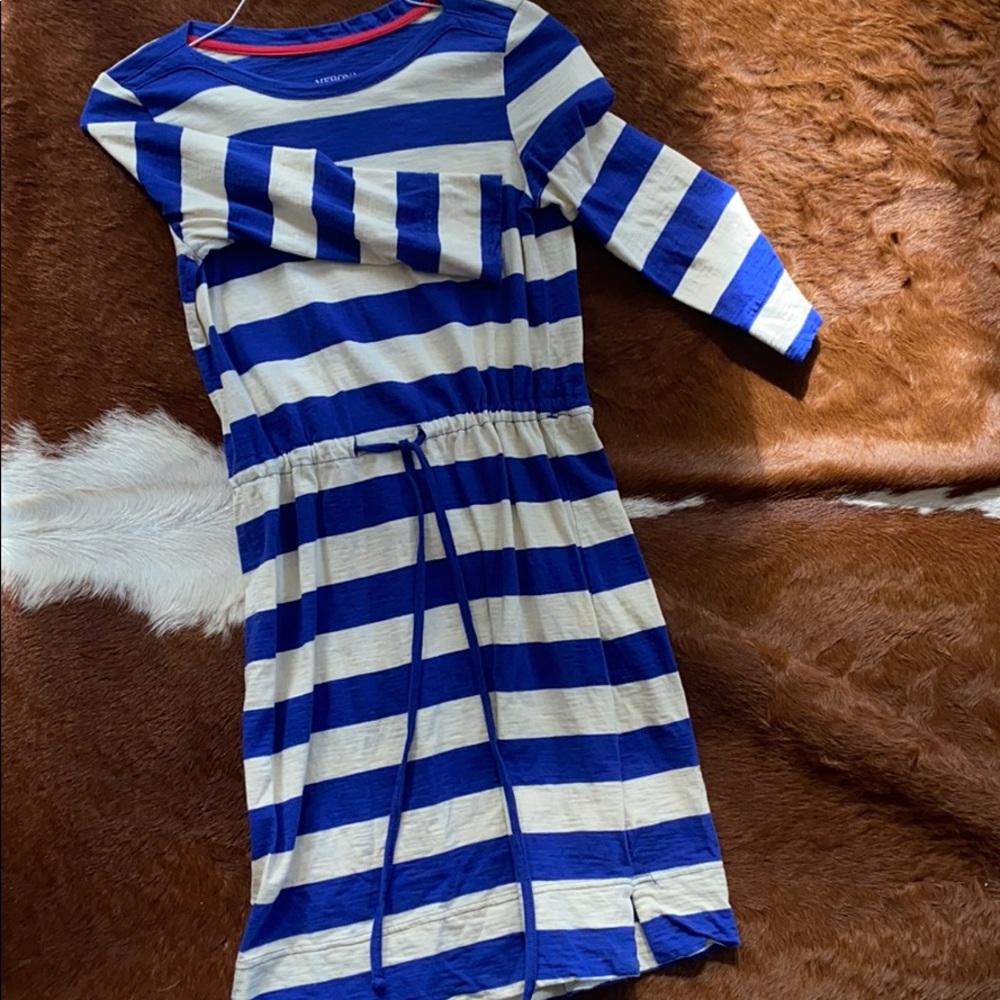 Cobalt blue and light cream stripped cotton dress